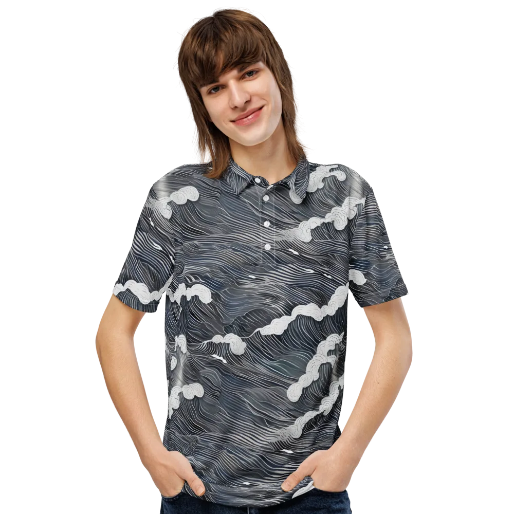 Nocturne Surf on Men's Slim Fit Polo Shirt — Front