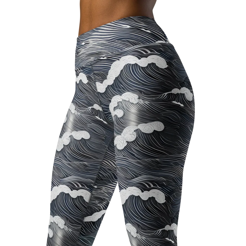 Nocturne Surf on Yoga Leggings — Left Front