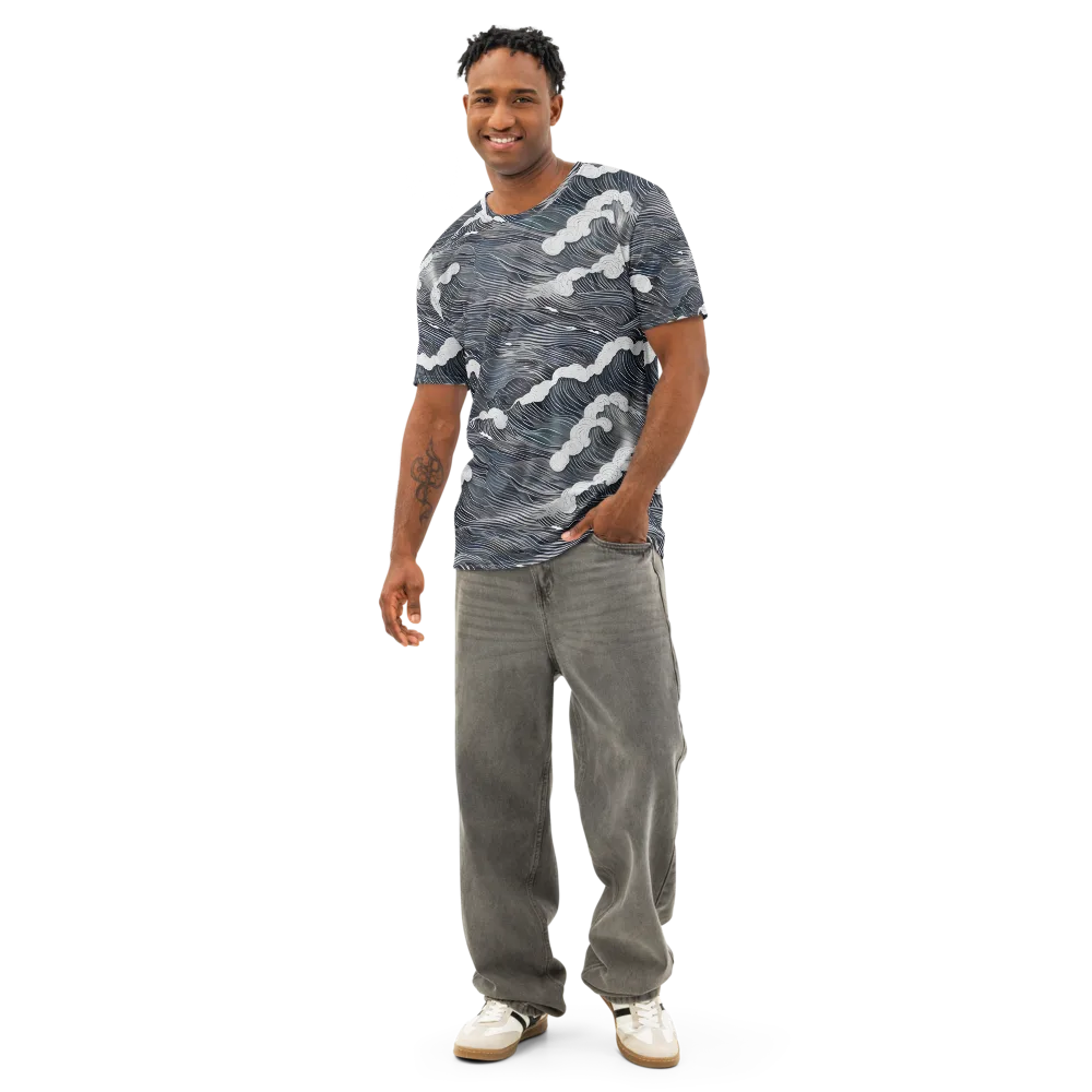 Nocturne Surf on Men's Cotton Crew Neck T-Shirt — Front