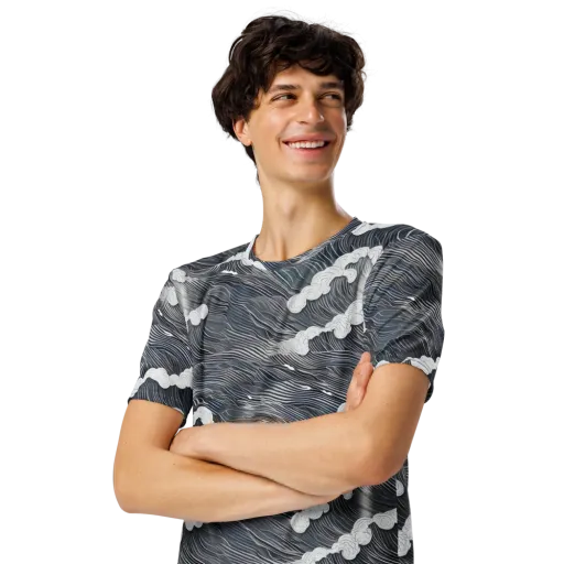 Nocturne Surf on a Men's Crew Neck T-Shirt