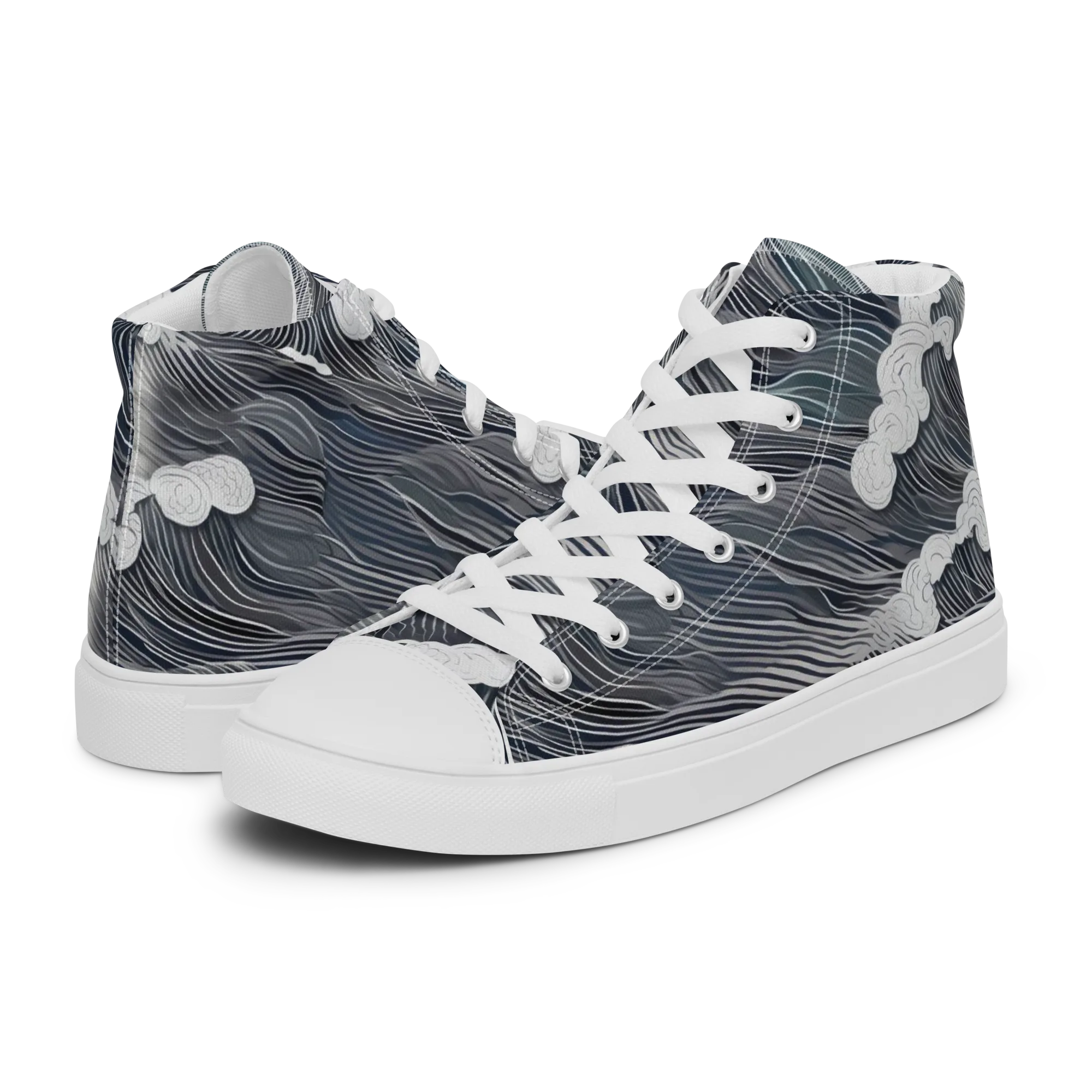 Nocturne Surf on Men's High Top Canvas Shoes — Left