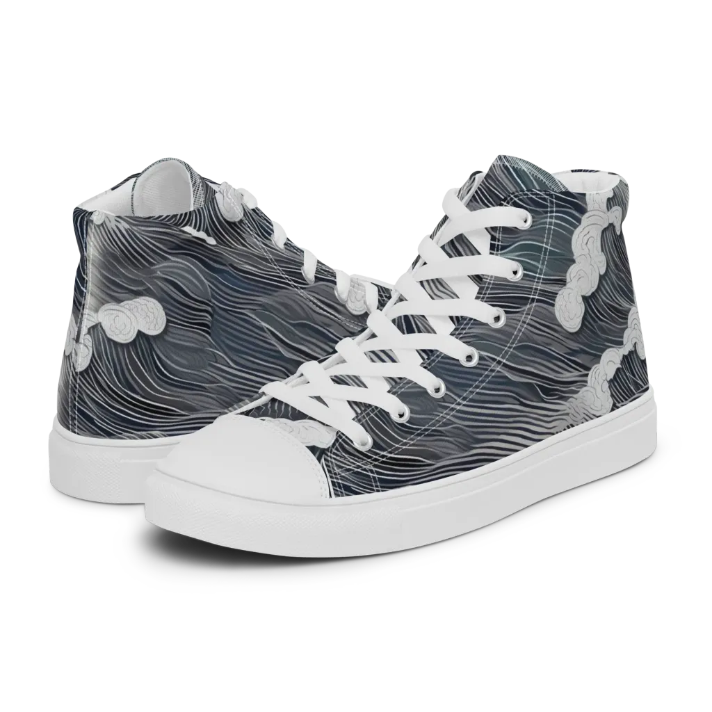 Nocturne Surf on Men's High Top Canvas Shoes — Left