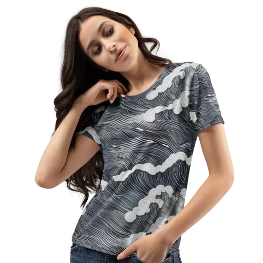 Nocturne Surf on a Women's Crew Neck T-Shirt