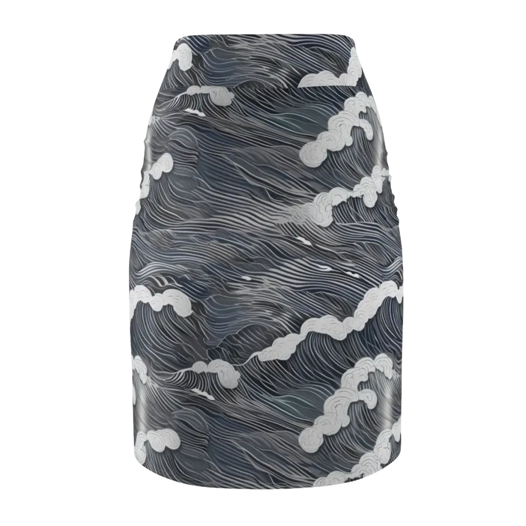 Nocturne Surf on Pencil Skirt — Back