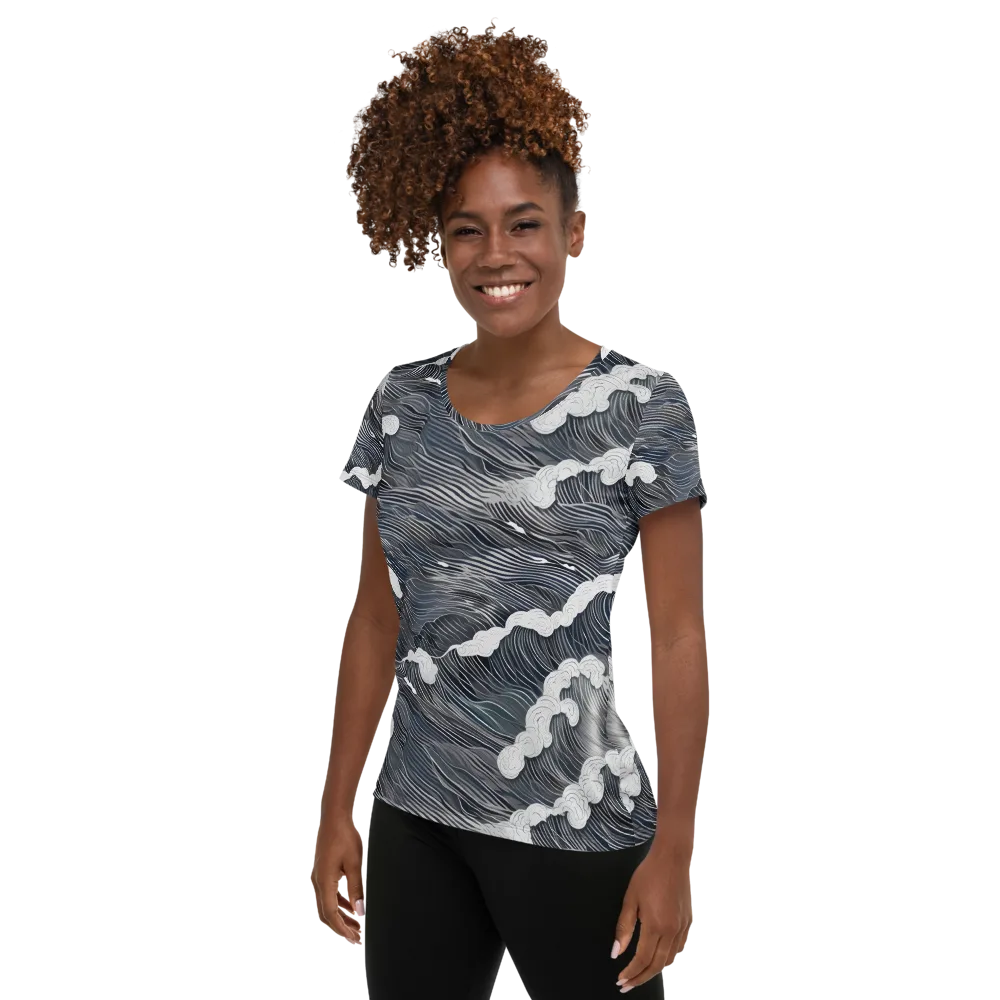 Nocturne Surf on Women's Athletic T-Shirt — Left