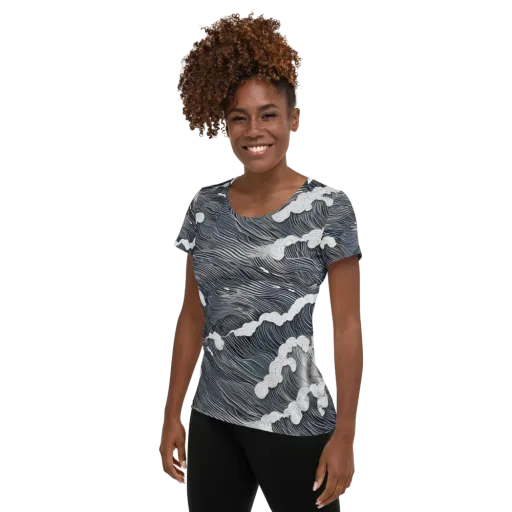 Nocturne Surf on a Women's Athletic T-Shirt