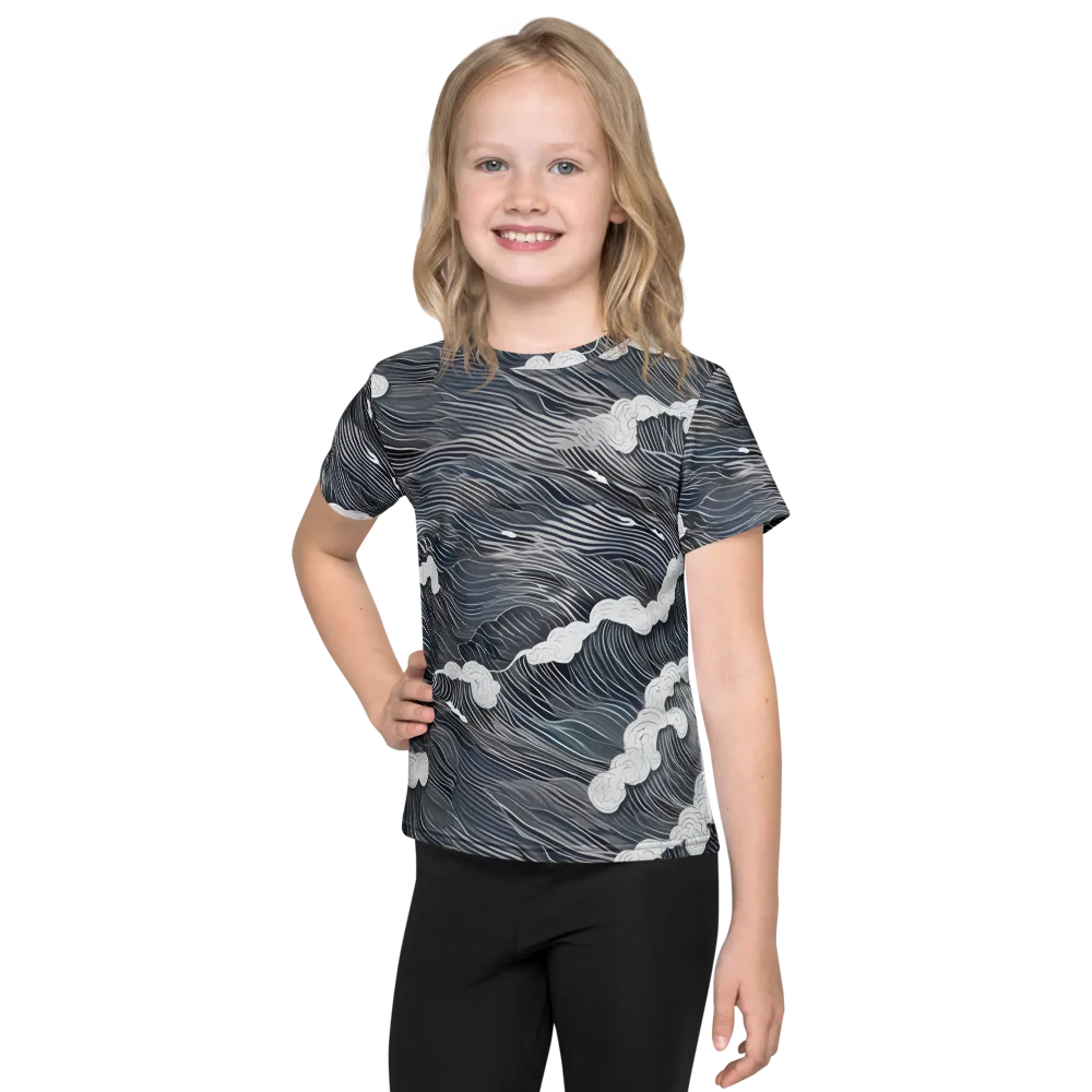 Nocturne Surf on Kids Crew Neck T-Shirt — Front