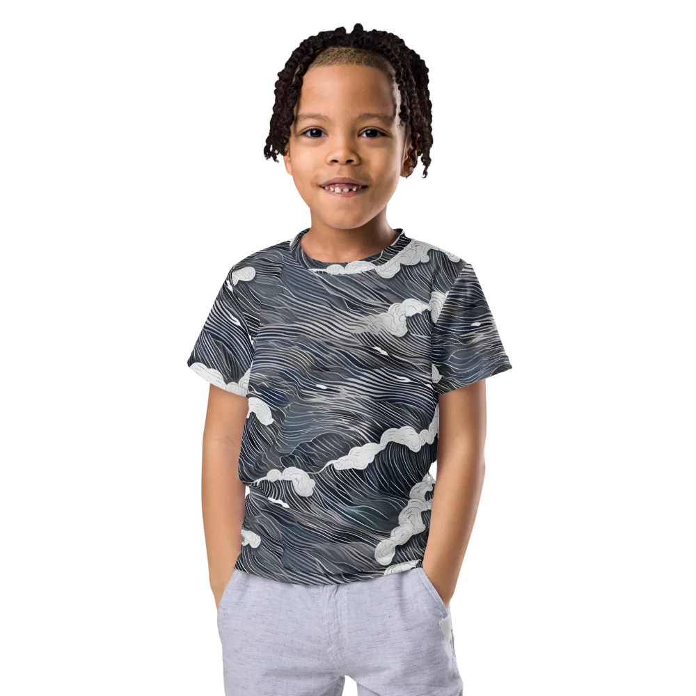 Nocturne Surf on Kids Crew Neck T-Shirt — Front