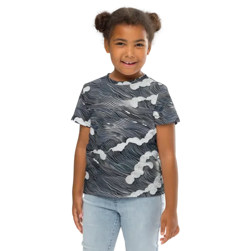 Nocturne Surf on a Kids Crew Neck T-Shirt