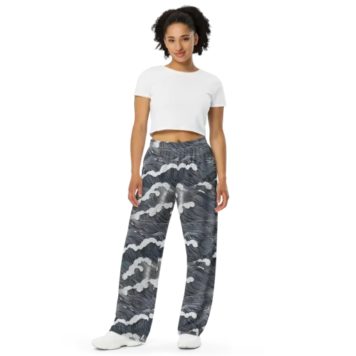 Nocturne Surf on a Wide-Leg Pants