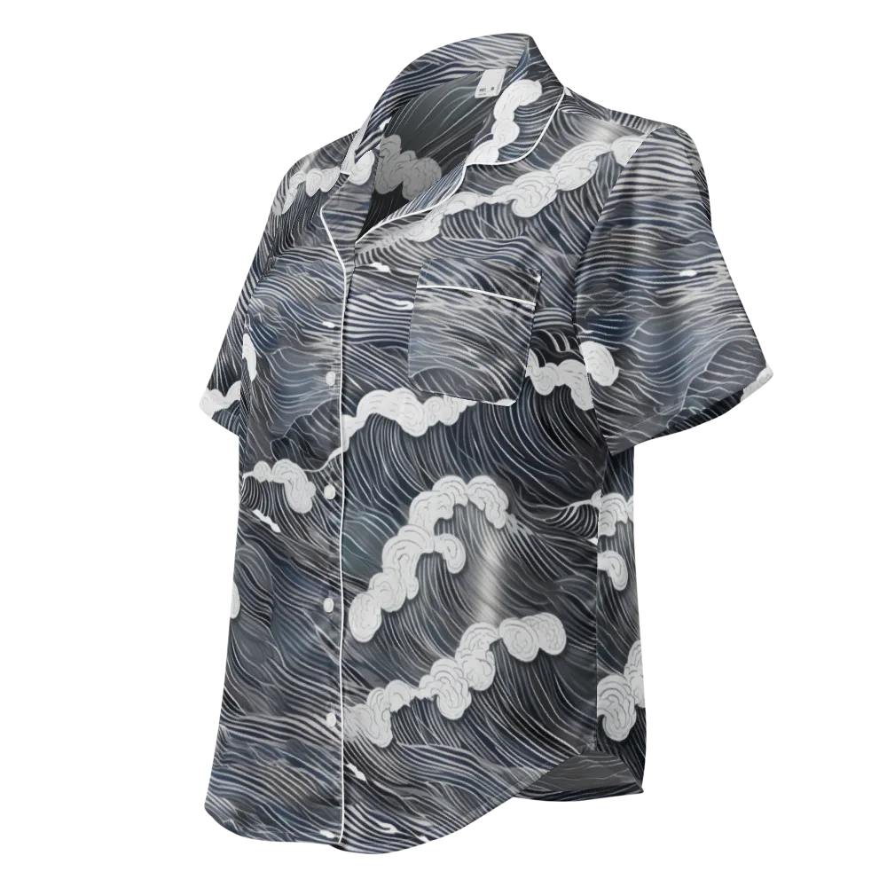 Nocturne Surf on Women's Short Sleeve Pajama Top — Left Front