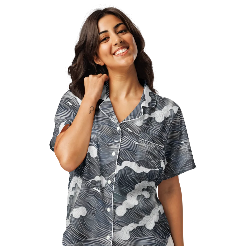 Nocturne Surf on Women's Short Sleeve Pajama Top — Front