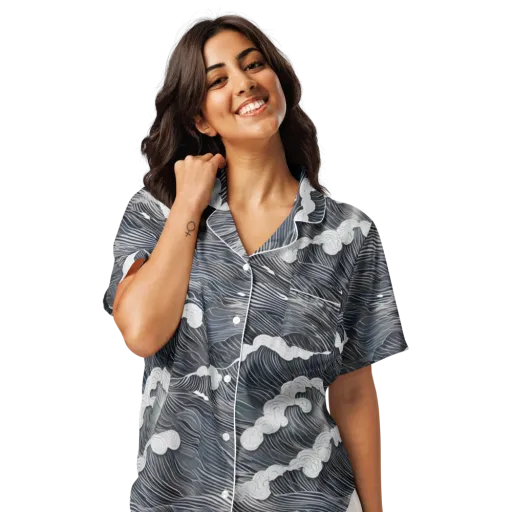 Nocturne Surf on a Women's Short Sleeve Pajama Top