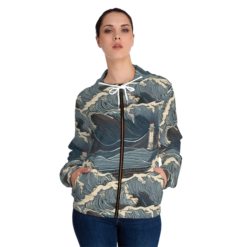 Stormwatch on Women's Full-Zip Hoodie — Front On Person