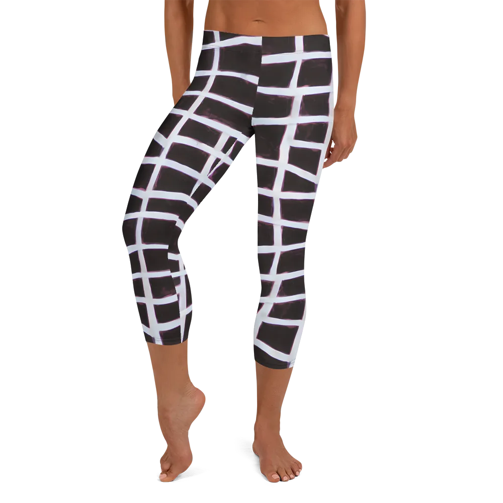 Velvet Grid on Capri Leggings — Front