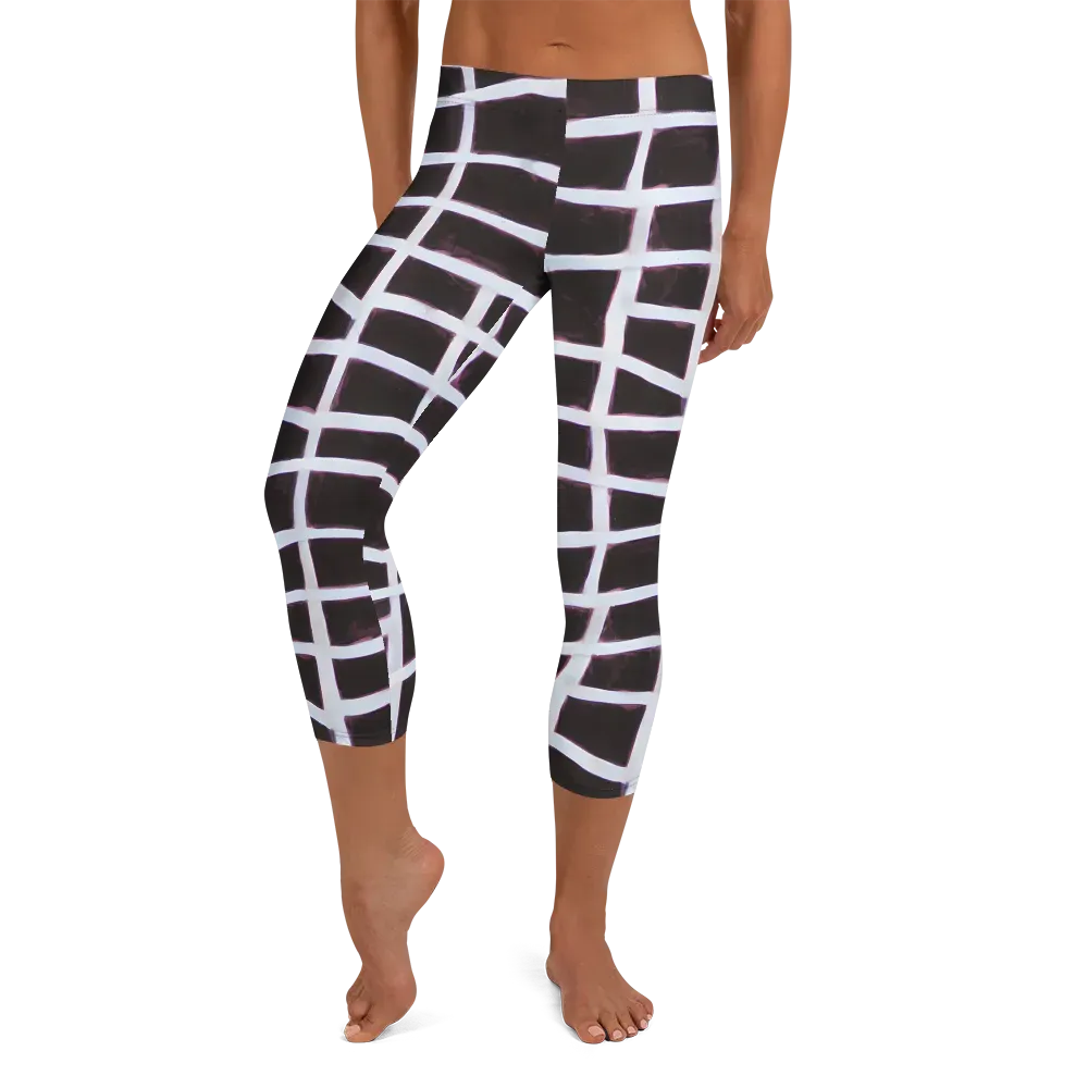 Velvet Grid on Capri Leggings — Front