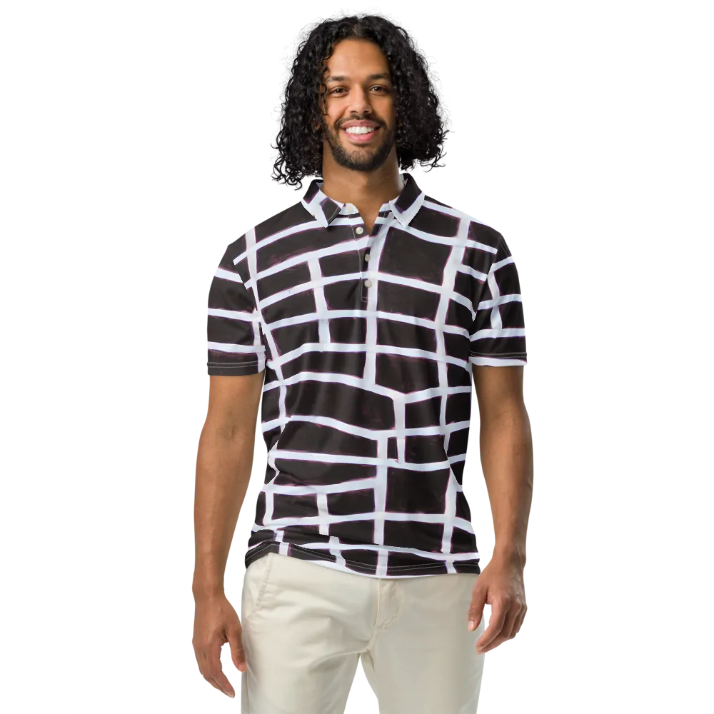 Velvet Grid on Men's Slim Fit Polo Shirt — Front