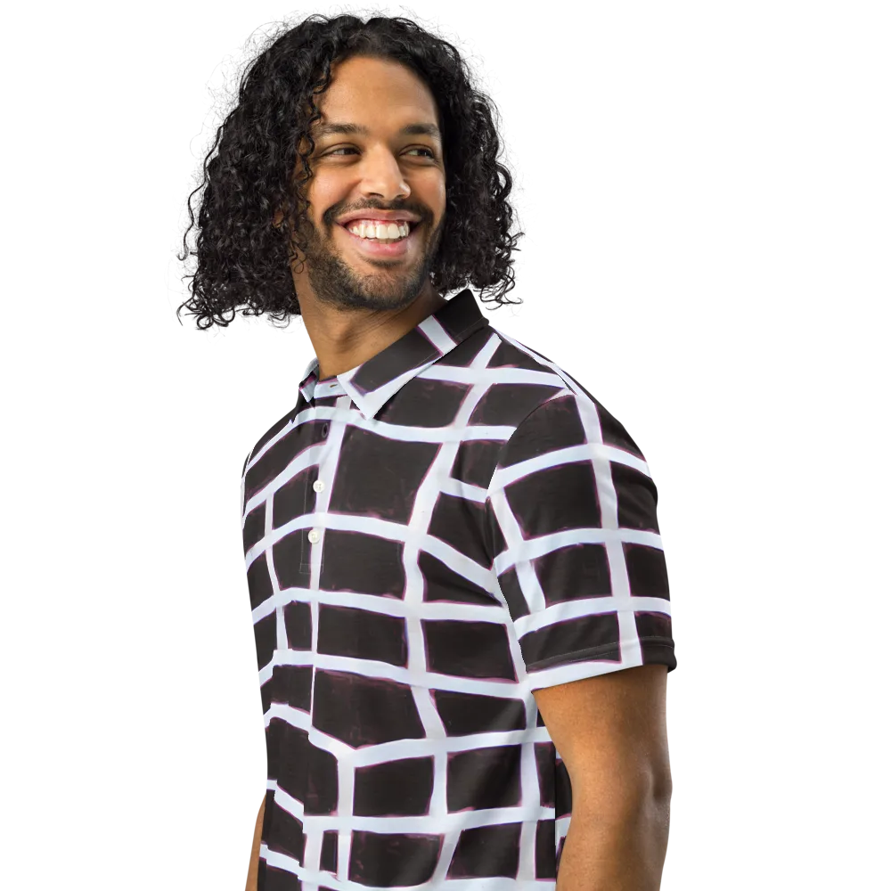 Velvet Grid on Men's Slim Fit Polo Shirt — Left Front