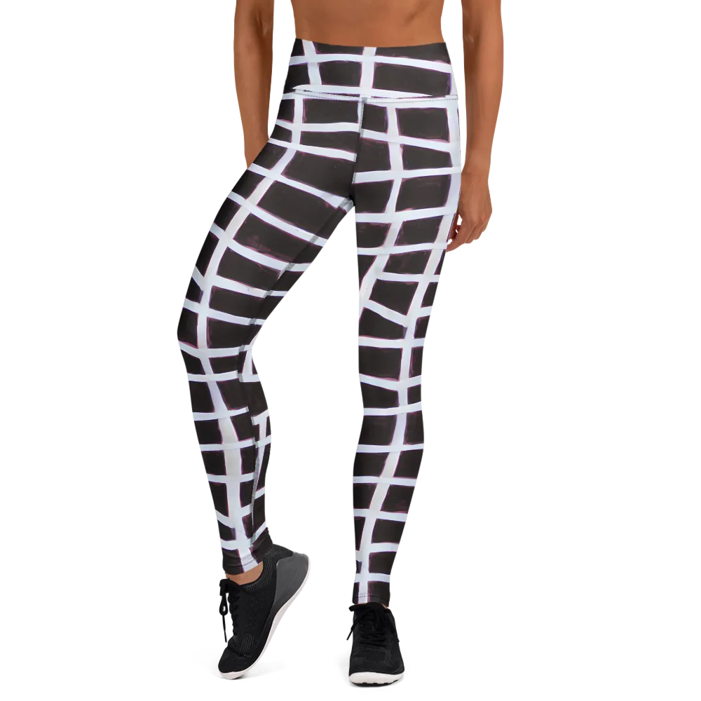 Velvet Grid on Yoga Leggings — Front
