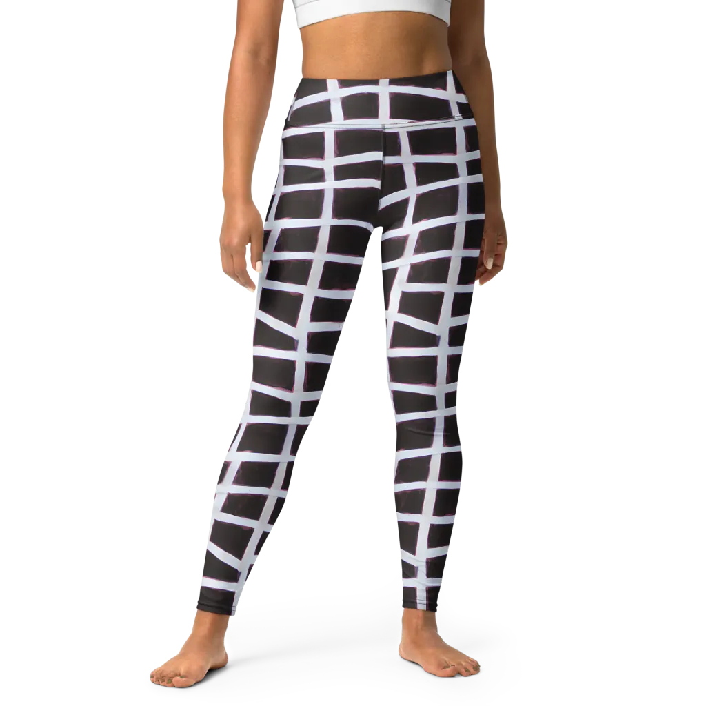 Velvet Grid on Yoga Leggings — Front