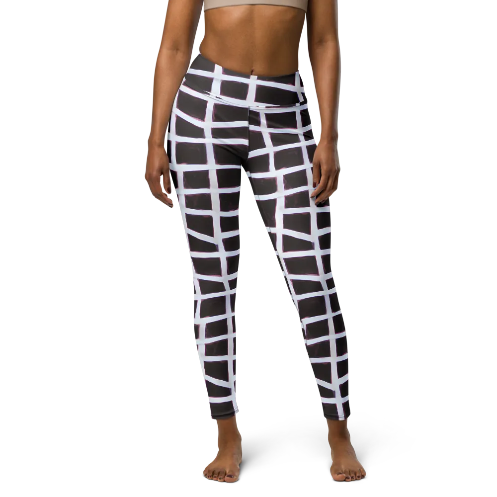 Velvet Grid on Yoga Leggings — Front