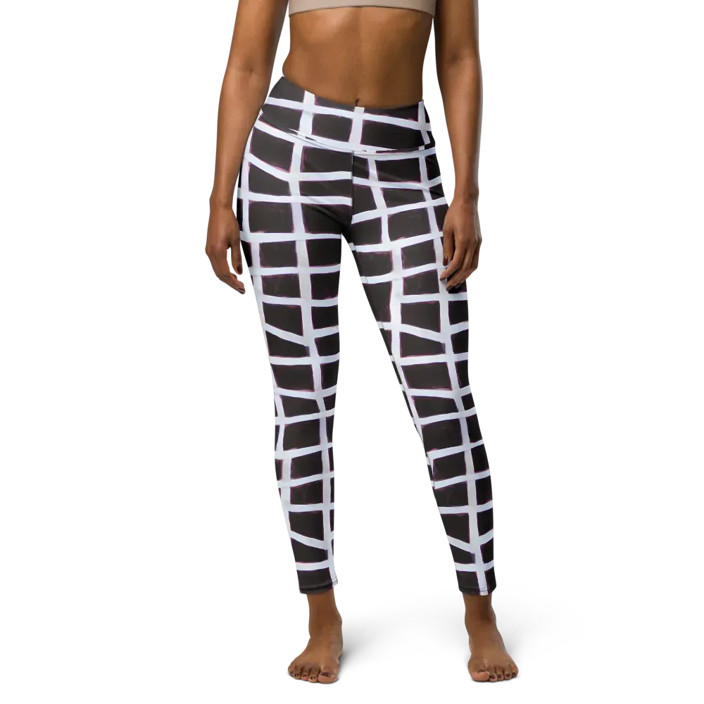 Velvet Grid on Yoga Leggings — Front