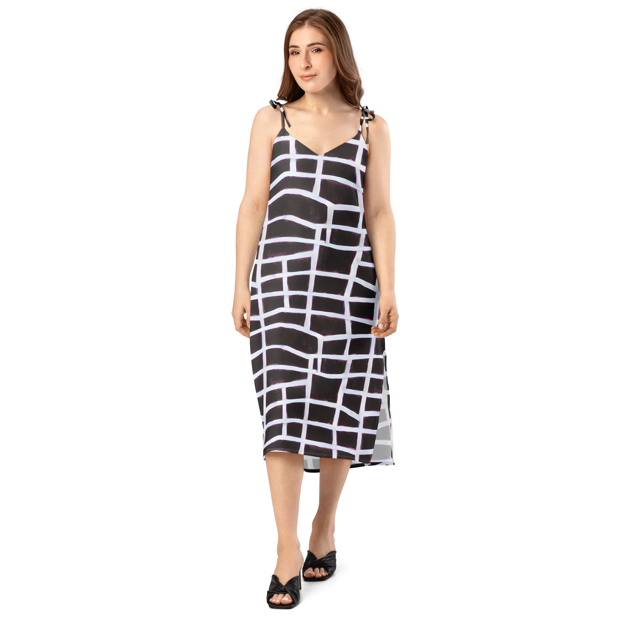 Velvet Grid on Slip Dress — Front
