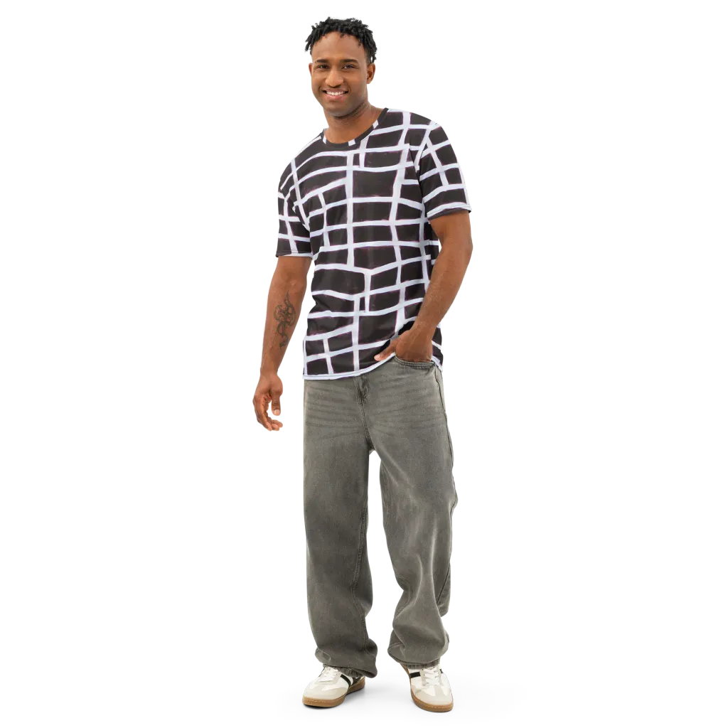 Velvet Grid on Men's Cotton Crew Neck T-Shirt — Front