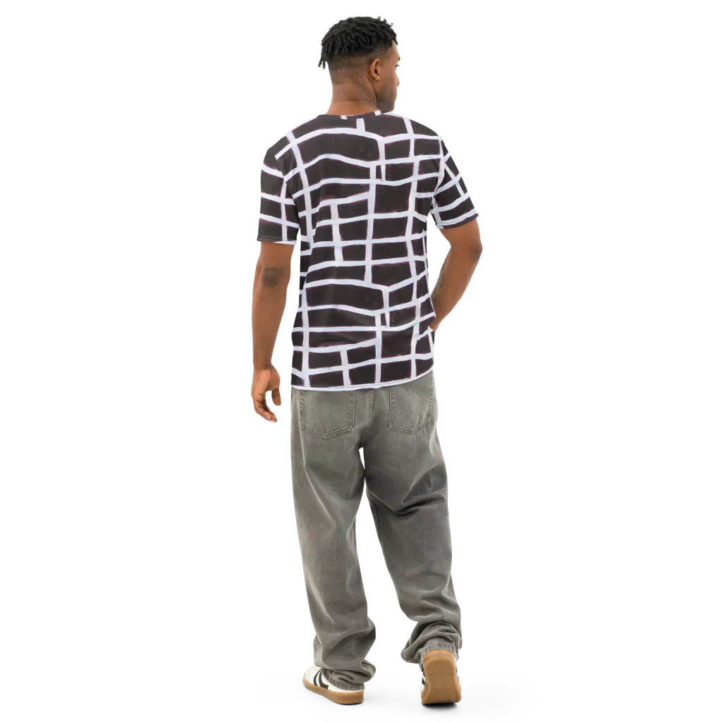Velvet Grid on Men's Cotton Crew Neck T-Shirt — Back