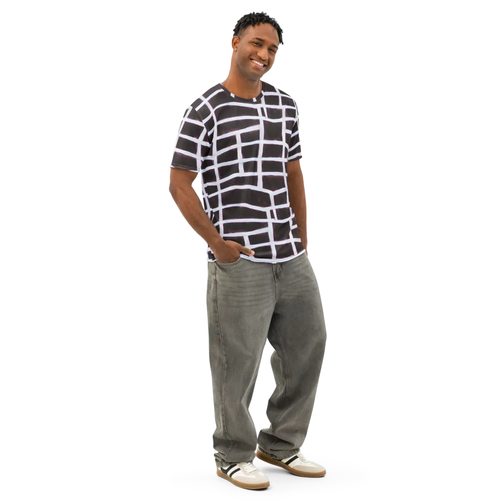 Velvet Grid on Men's Cotton Crew Neck T-Shirt — Right Front