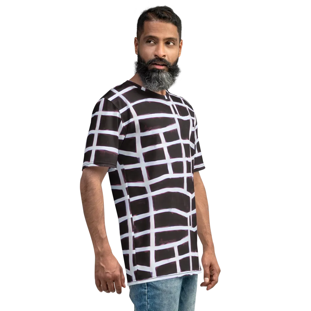 Velvet Grid on Men's Crew Neck T-Shirt — Right