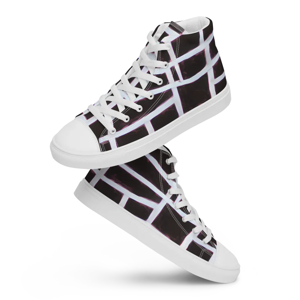 Velvet Grid on Men's High Top Canvas Shoes — Front