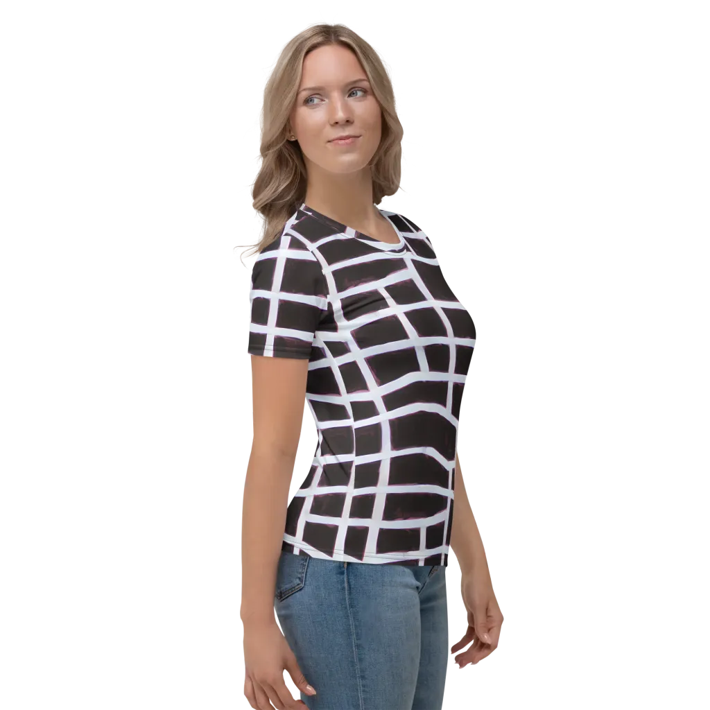 Velvet Grid on Women's Crew Neck T-Shirt — Right
