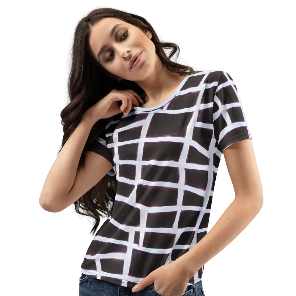 Velvet Grid on Women's Crew Neck T-Shirt — Left Front