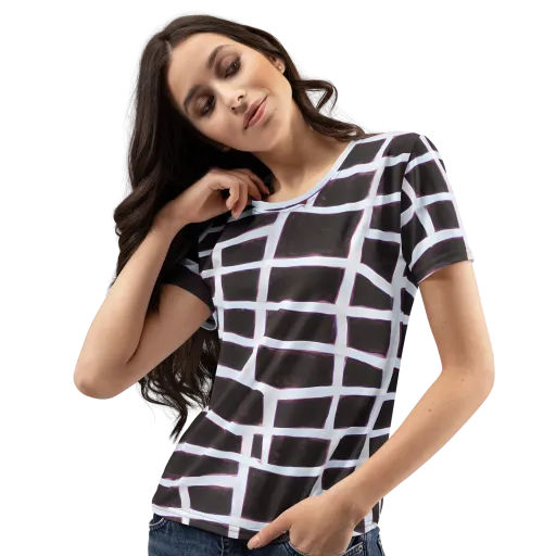 Velvet Grid on a Women's Crew Neck T-Shirt