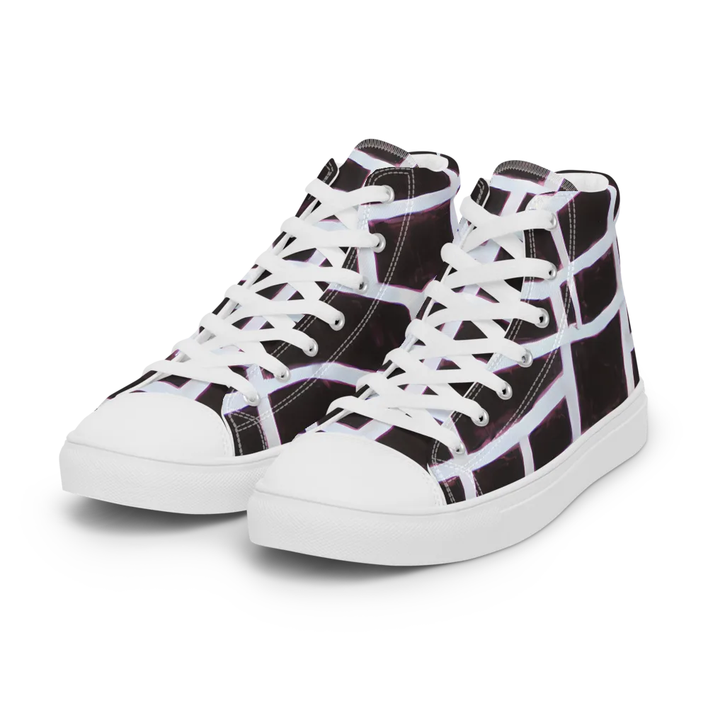 Velvet Grid on Women's High Top Canvas Shoes — Left Front
