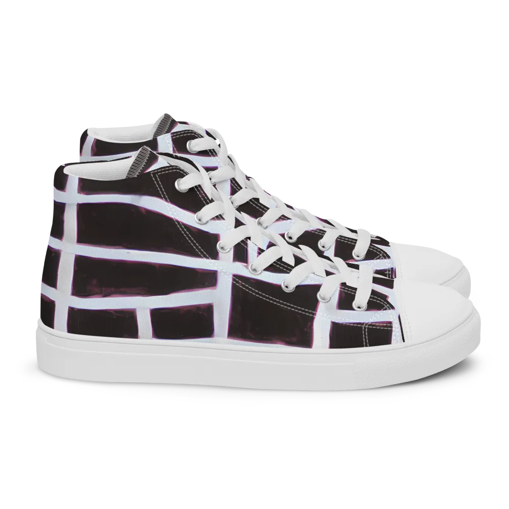 Velvet Grid on Women's High Top Canvas Shoes — Right
