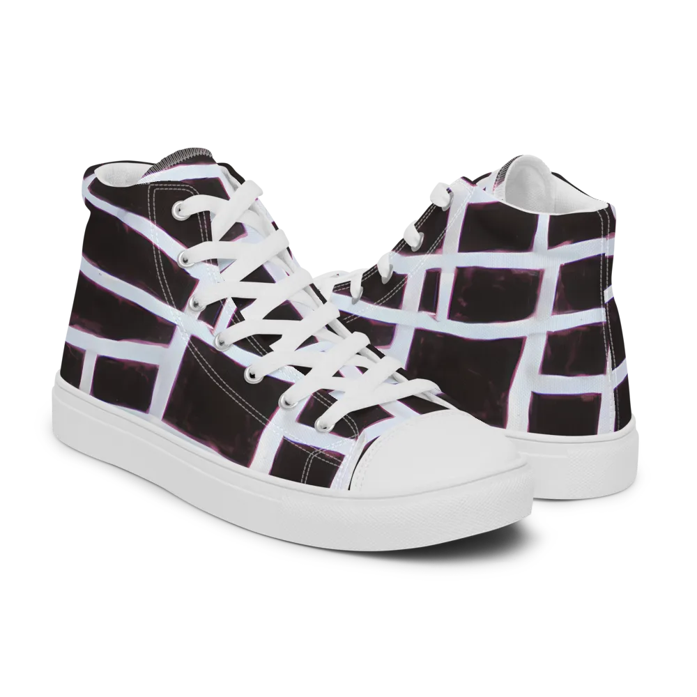 Velvet Grid on Women's High Top Canvas Shoes — Right