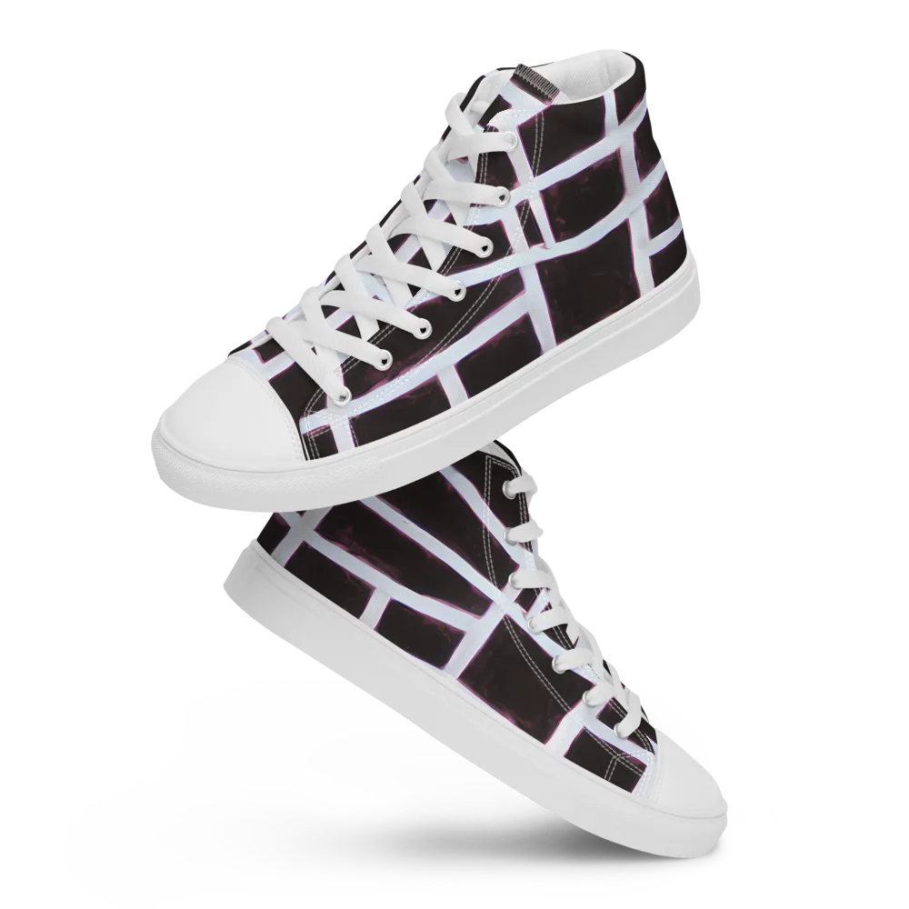 Velvet Grid on Women's High Top Canvas Shoes — Front