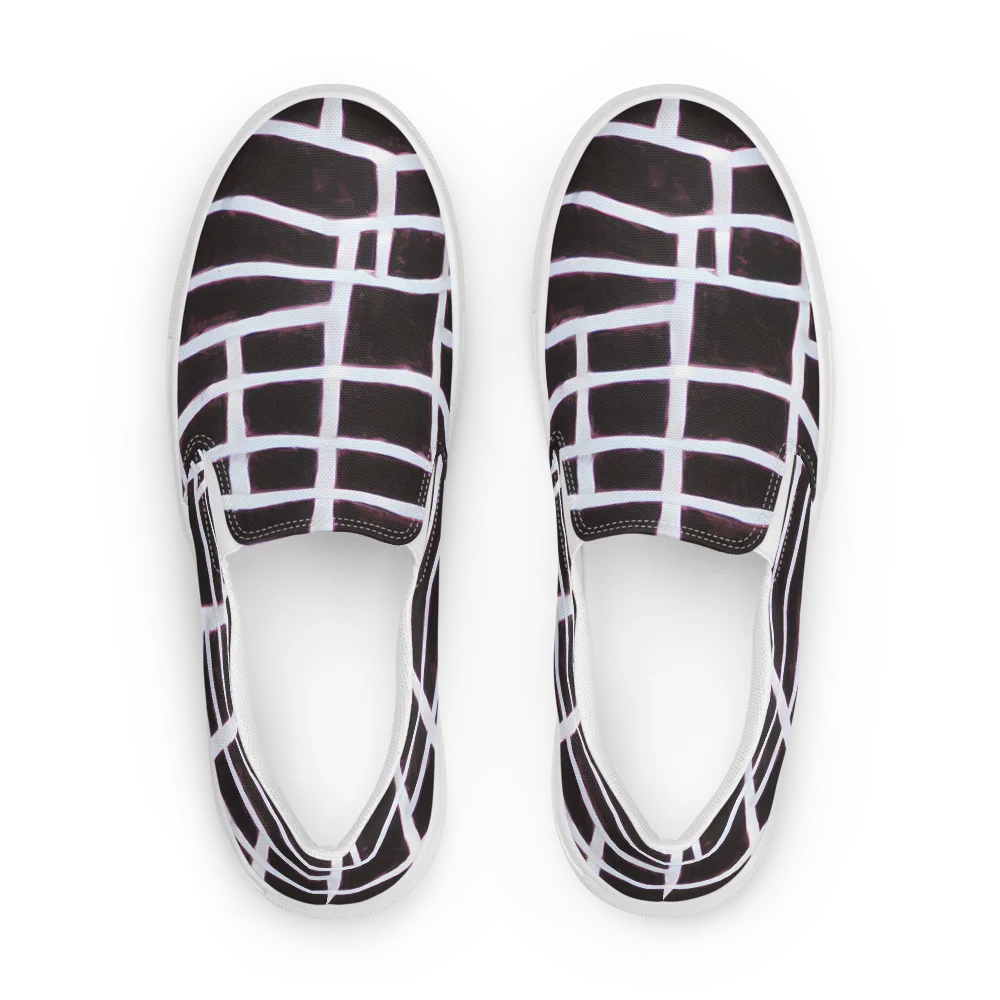 Velvet Grid on Men's Slip-On Canvas Shoes — Front