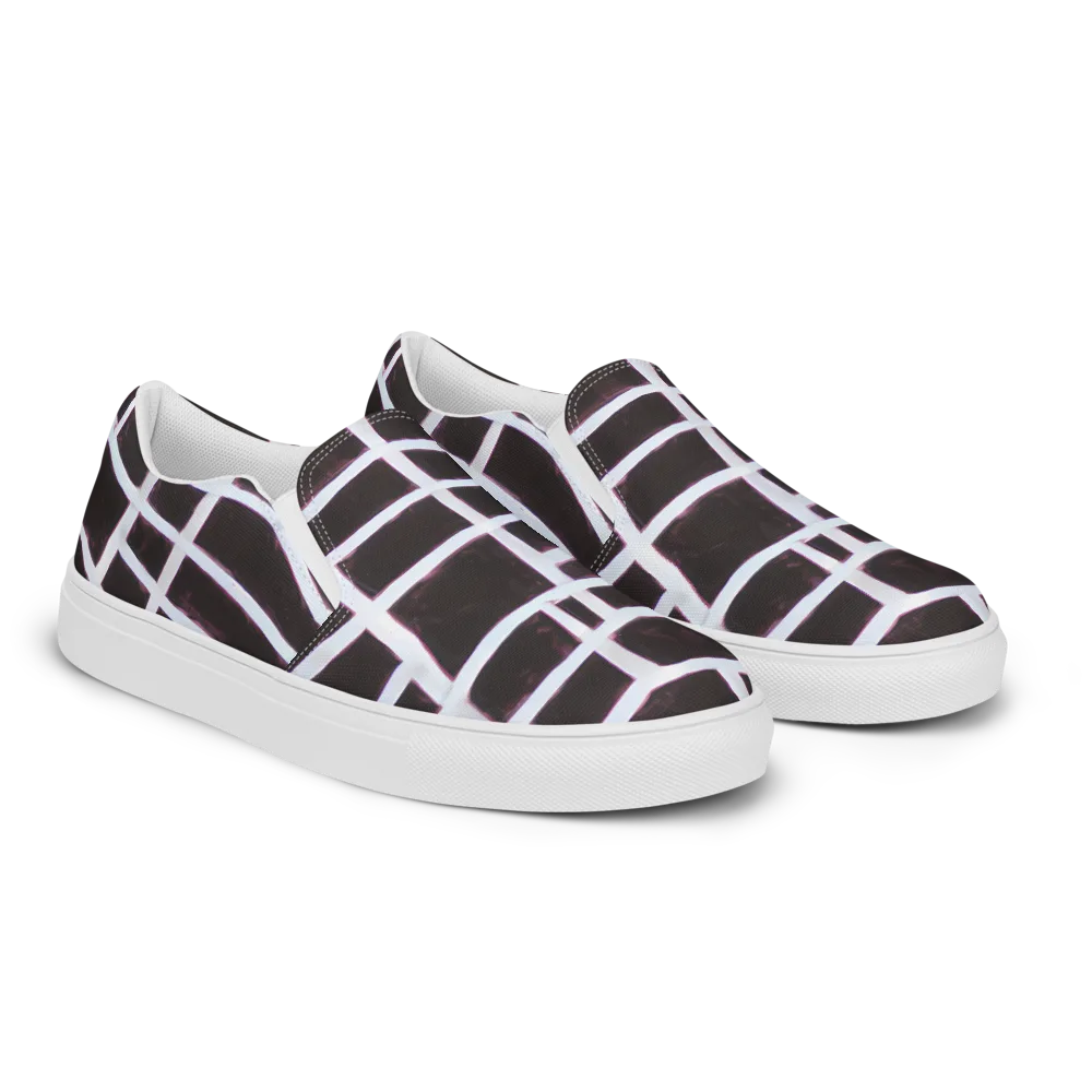 Velvet Grid on Men's Slip-On Canvas Shoes — Right Front