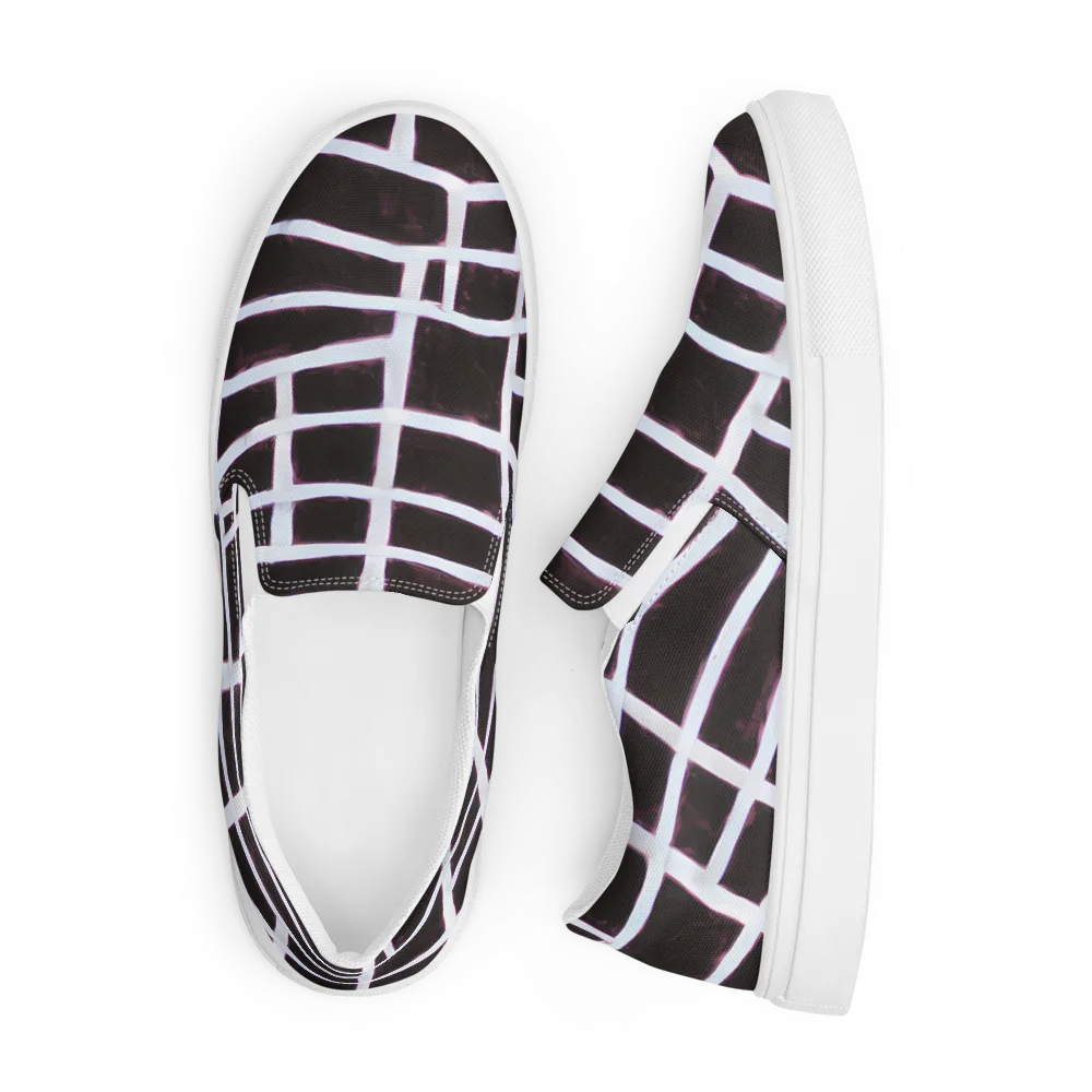 Velvet Grid on Men's Slip-On Canvas Shoes — Front