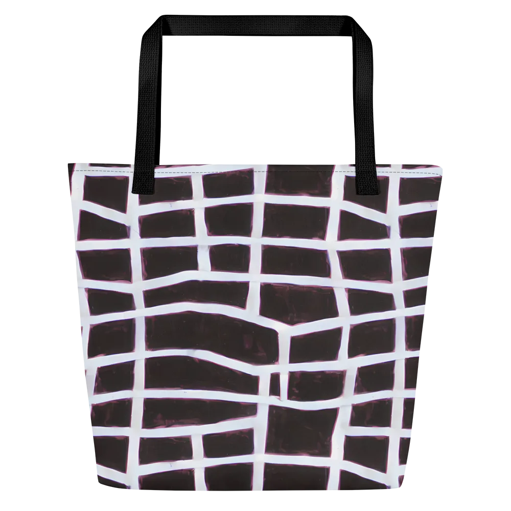 Velvet Grid on Large Tote Bag W/ Pocket — Front