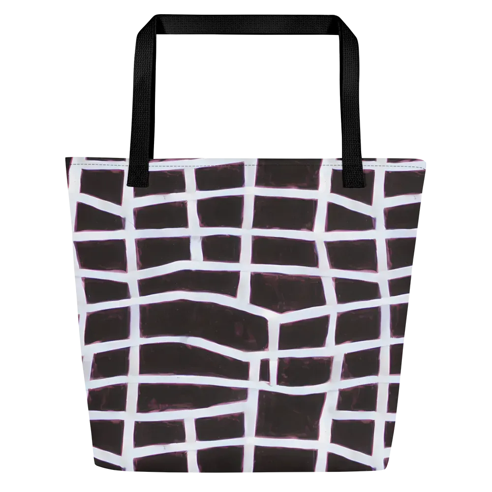 Velvet Grid on Large Tote Bag W/ Pocket — Front