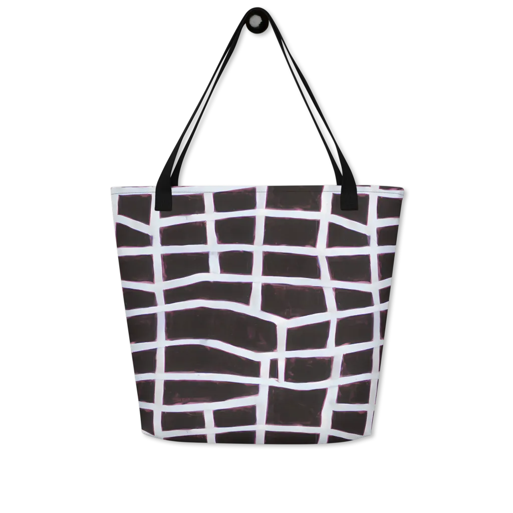 Velvet Grid on Large Tote Bag W/ Pocket — Front