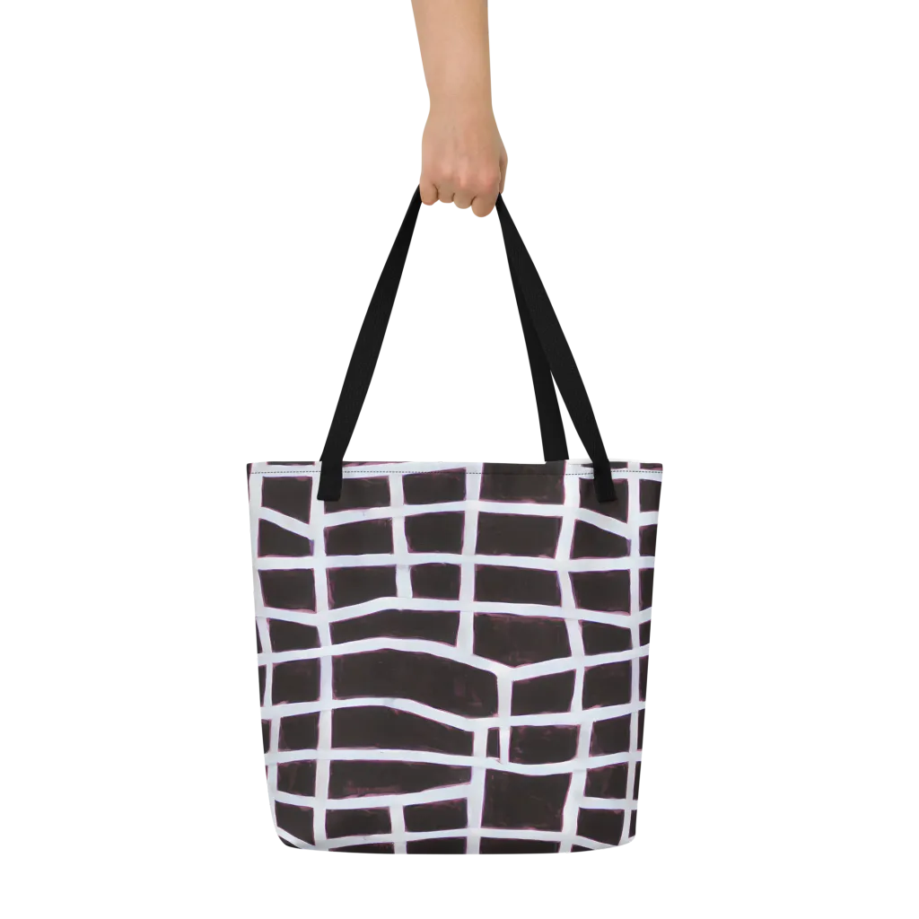Velvet Grid on Large Tote Bag W/ Pocket — Front