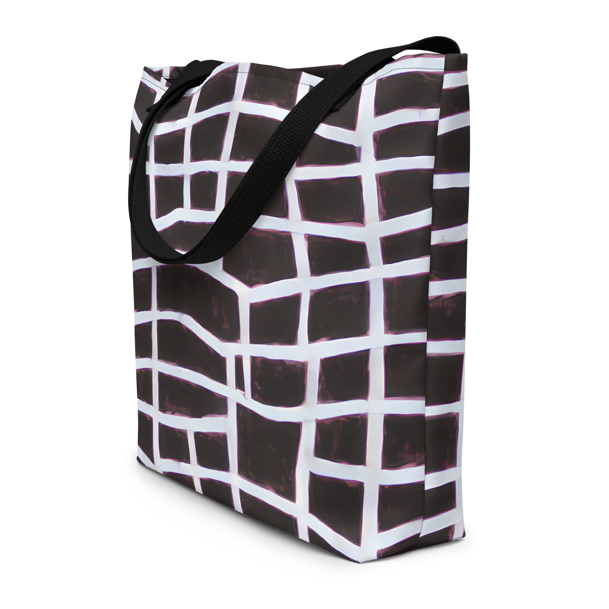 Velvet Grid on Large Tote Bag W/ Pocket — Front