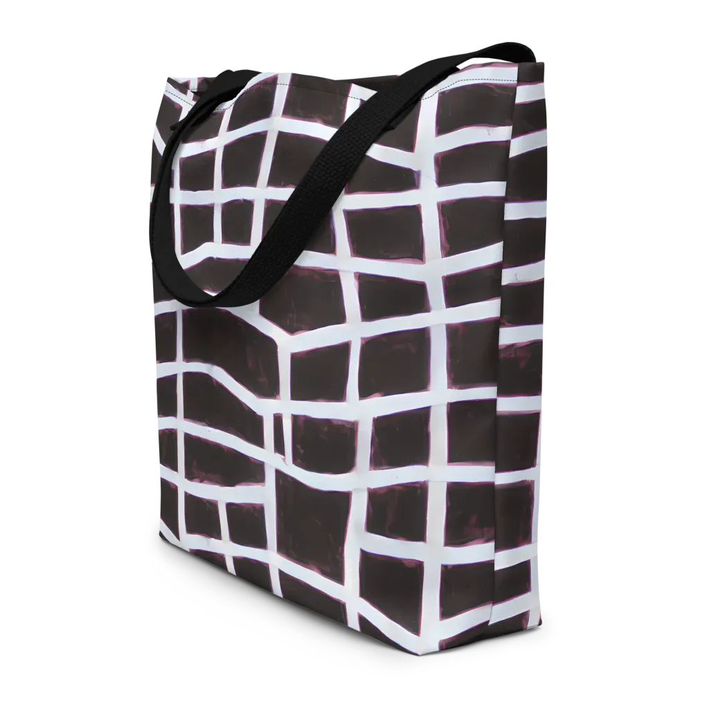 Velvet Grid on Large Tote Bag W/ Pocket — Front