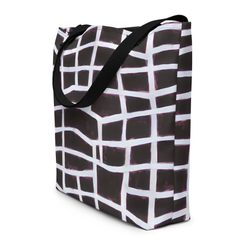 Velvet Grid on a Large Tote Bag W/ Pocket