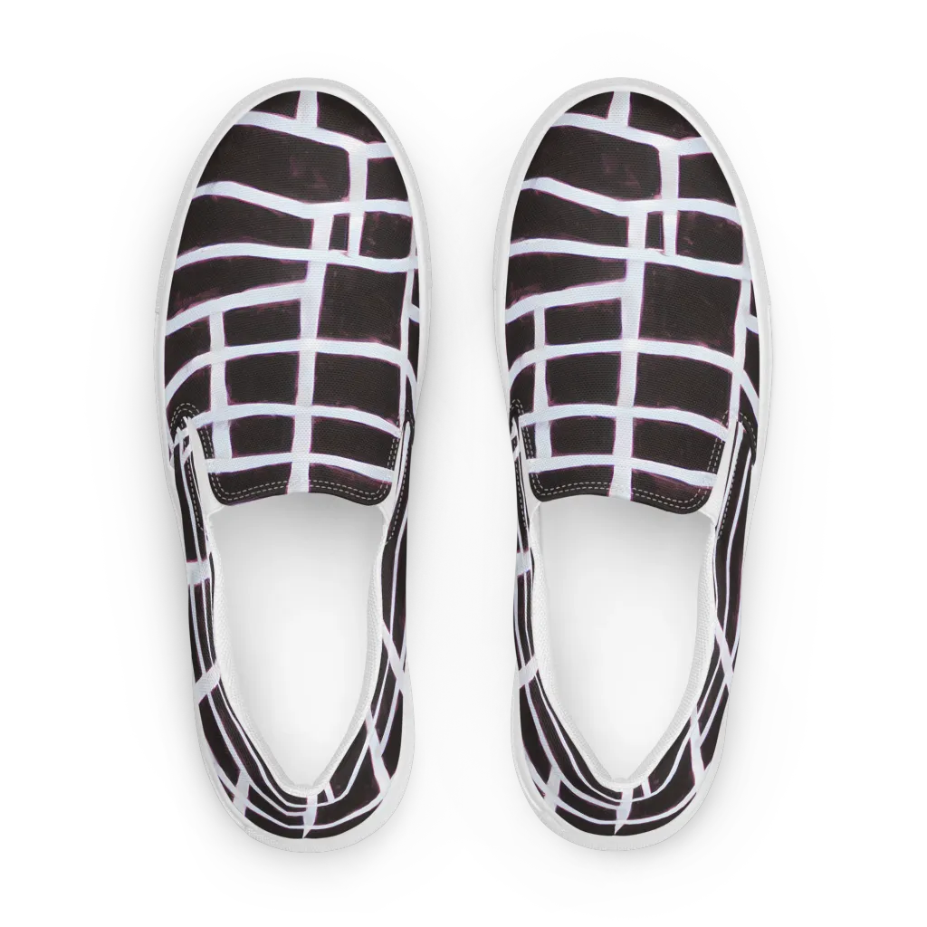 Velvet Grid on Women's Slip-On Canvas Shoes — Front